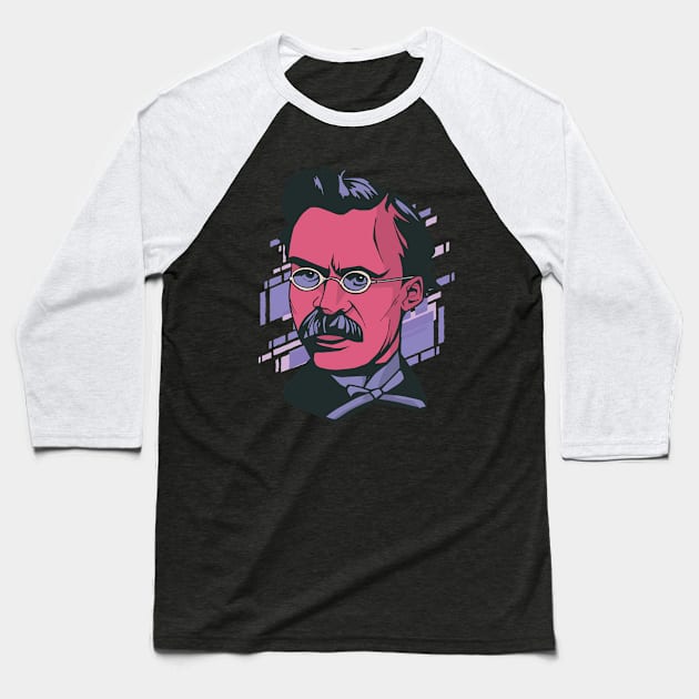 Nietzche portrait Baseball T-Shirt by Christyn Evans